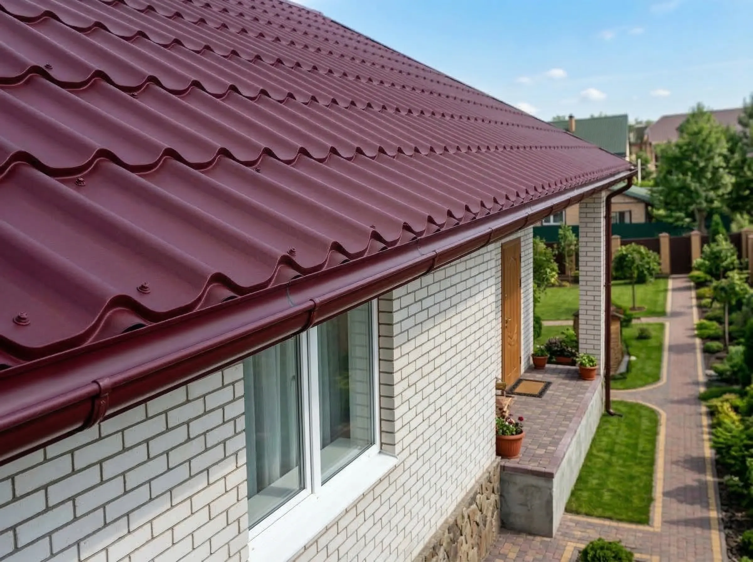 Casă privată (acoperiș în pantă din tablă profilată)